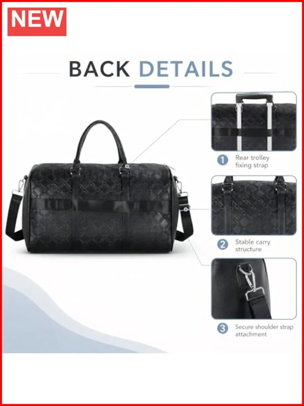 Faux Leather Gym Duffle Bag Travel Weekender Overnight Carry On